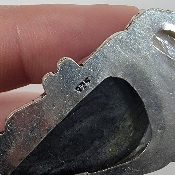 Artisan Black Jasper Pendant With Freshwater Pearl Accents on a 20" Silver Chain - Picture 5 of 10